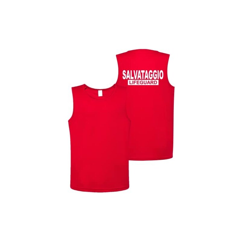 Canotta Salvataggio Personalizzabile - Nome Stabilimento Balneare, Uomo/Donna, 100% Cotone, Stampata In Italia
