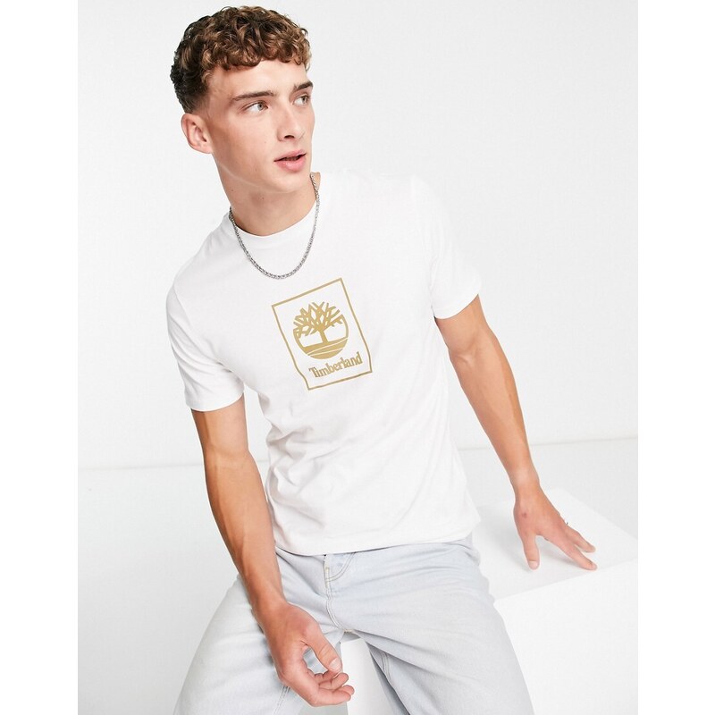 Timberland - Stack - T-shirt bianca con logo-Bianco