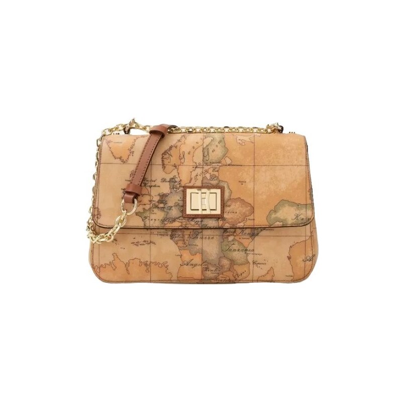 Borsa Alviero Martini Prima Classe - Bauletto In Saffiano Con Stampa Geo White, Tracolla Regolabile - Foto 6