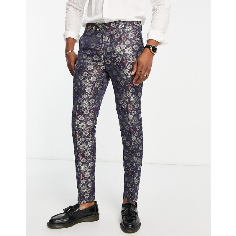 Bolongaro Trevor - Pantaloni da abito in jacquard con stampa floreale multicolore