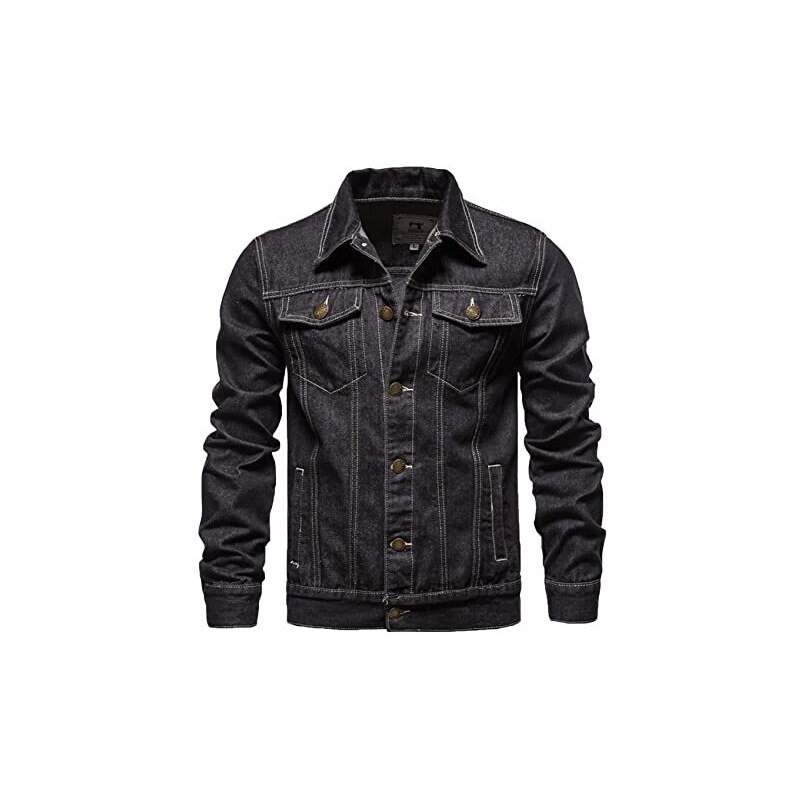 ORANDESIGNE Giacca Jeans Uomo Autunno – Slim Fit Stile Biker, Cotone Morbido, Con Tasche Sul Petto