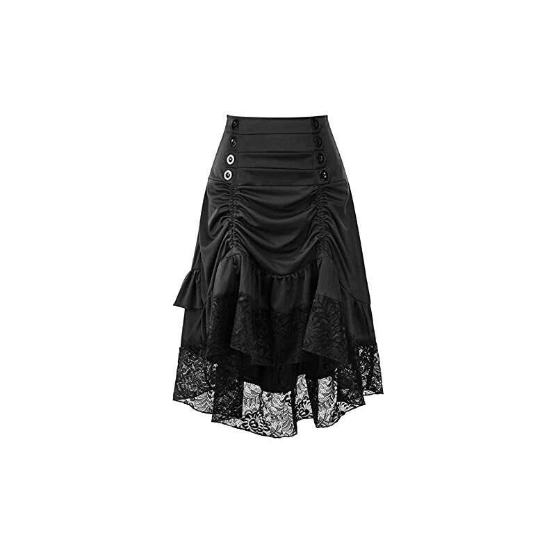 Gonna Gotica Steampunk Con Teschi E Pizzo - Vita Alta, Per Cosplay, Halloween E Medievale - Foto 8