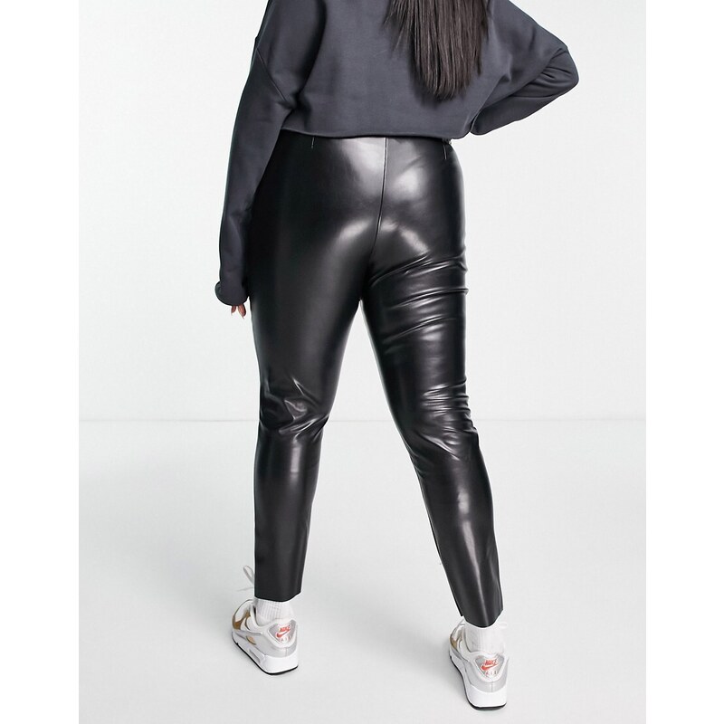 ASOS Curve ASOS DESIGN Curve - Pantaloni super skinny in pelle sintetica nera-Nero