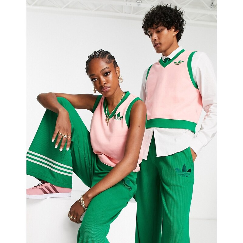 adidas Originals - adicolor 70s - Maglione senza maniche taglio corto rosa unisex