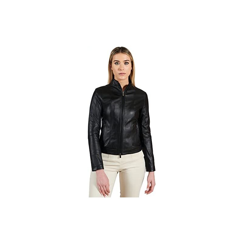 D'Arienzo Bomber Pelle Nera Uomo Giacca Primavera Vera Pelle Made in Italy 106 44/Nero