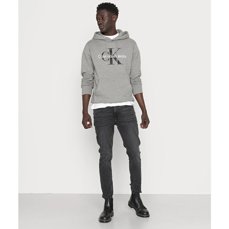 Calvin Klein Jeans Felpa Core Monogram Hoodie Grey Uomo 