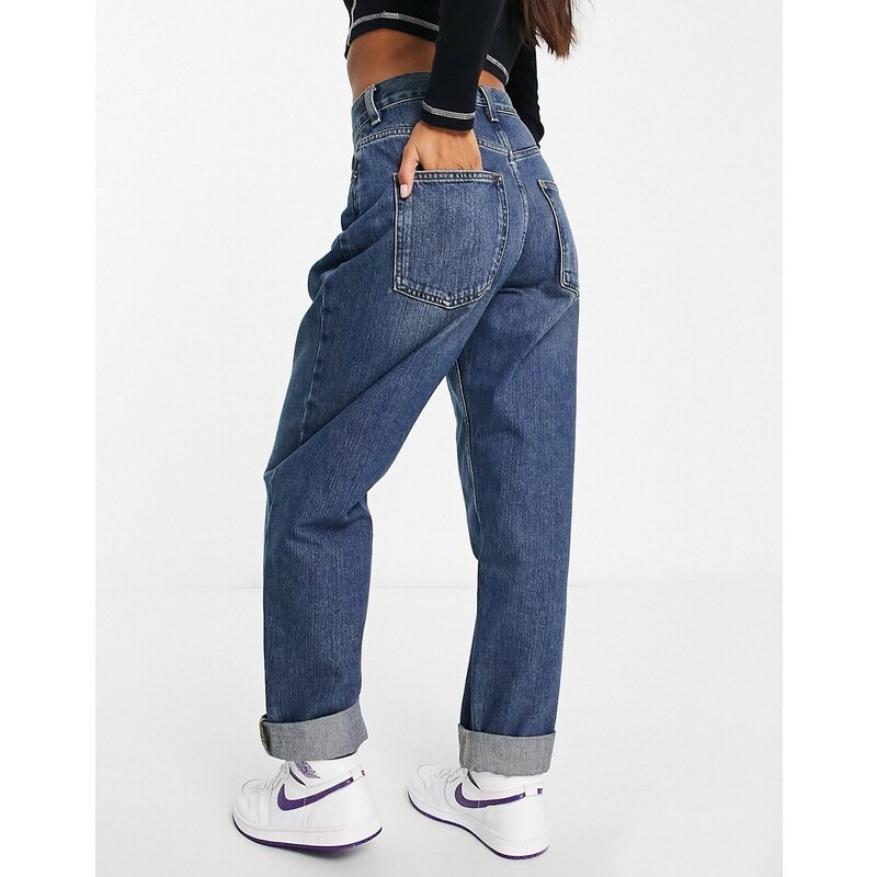 ASOS Petite ASOS DESIGN Petite - Mom jeans extra larghi lavaggio blu medio