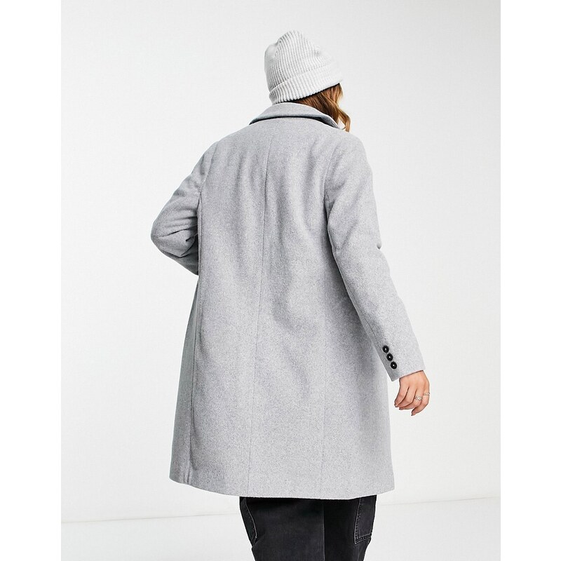 New Look - Cappotto grigio elegante foderato con bottoni