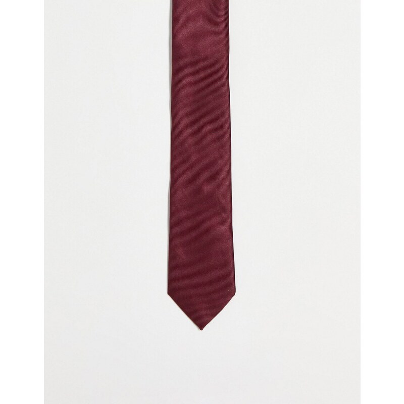 ASOS DESIGN - Cravatta sottile bordeaux-Rosso