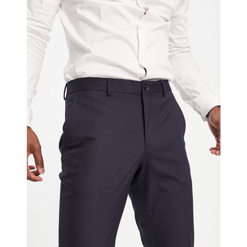 Selected Homme - Pantaloni da abito slim elasticizzati blu navy
