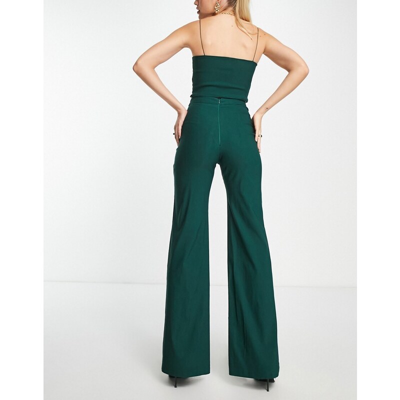 Vesper Tall - Pantaloni con cut-out in vita color verde bosco in coordinato