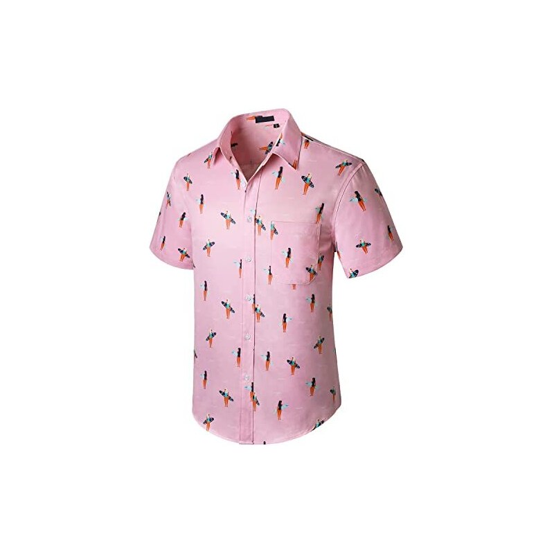 FJAUOQ Camicia Hawaiana da Uomo Funky Manica Corta Blu Fumo Teschio