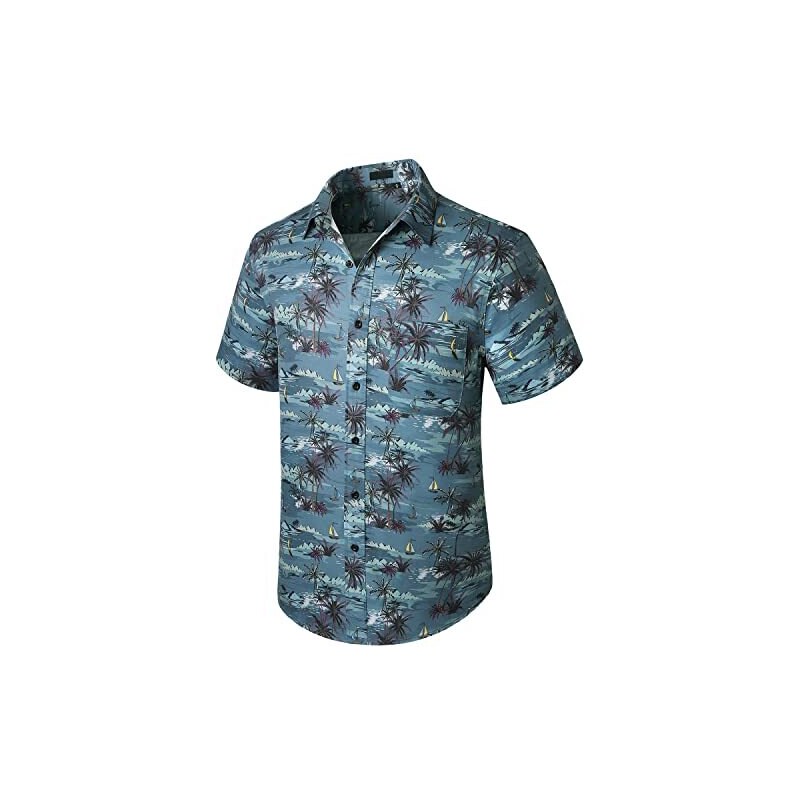 Camicia Hawaiana Manica Corta Per Ragazzo In Cotone, Stampata, Abbigliamento Estivo Casual Per Vacanze E Spiaggia, Tabella Taglie Da 12 Mesi A 8 Anni