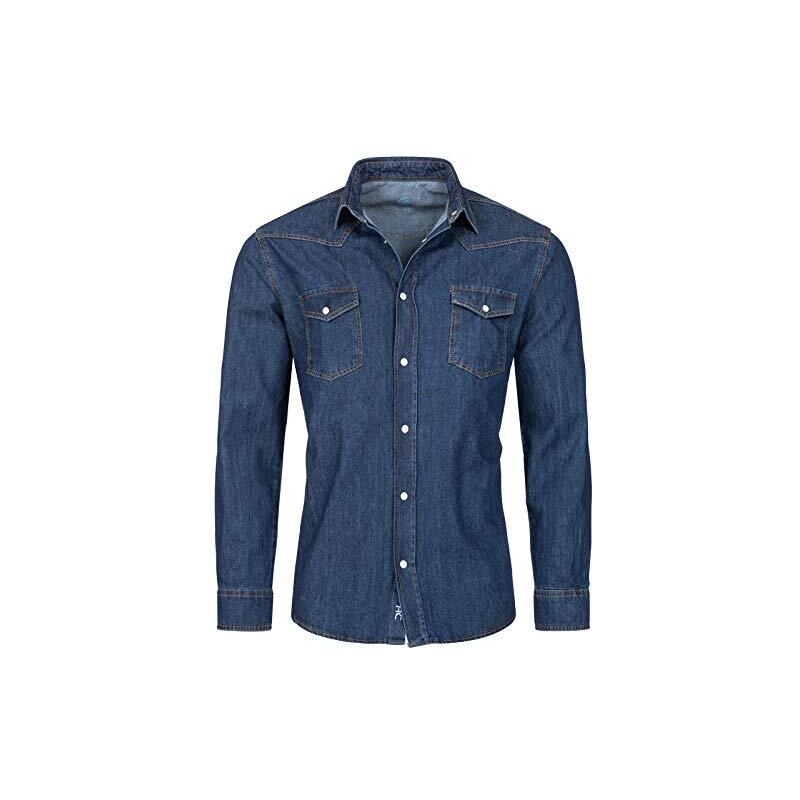 Camicia Casual Bottoni Camicia Cowboy Uomo Maniche Lunghe