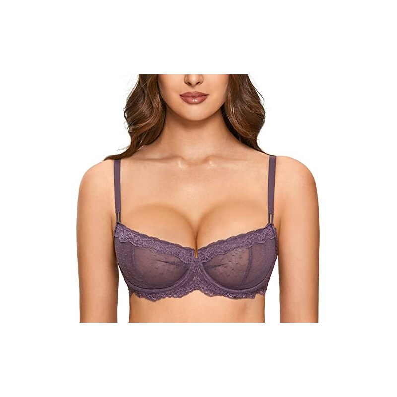 Dobreva Reggiseno Senza Imbottitura Sexy Pizzo Con Ferretto Donna Bianco 6E - Foto 10