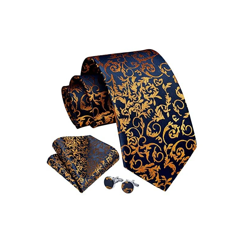 enlision-cravatta-uomo-eleganti-blu-oro-floreale-set-cravatta-e