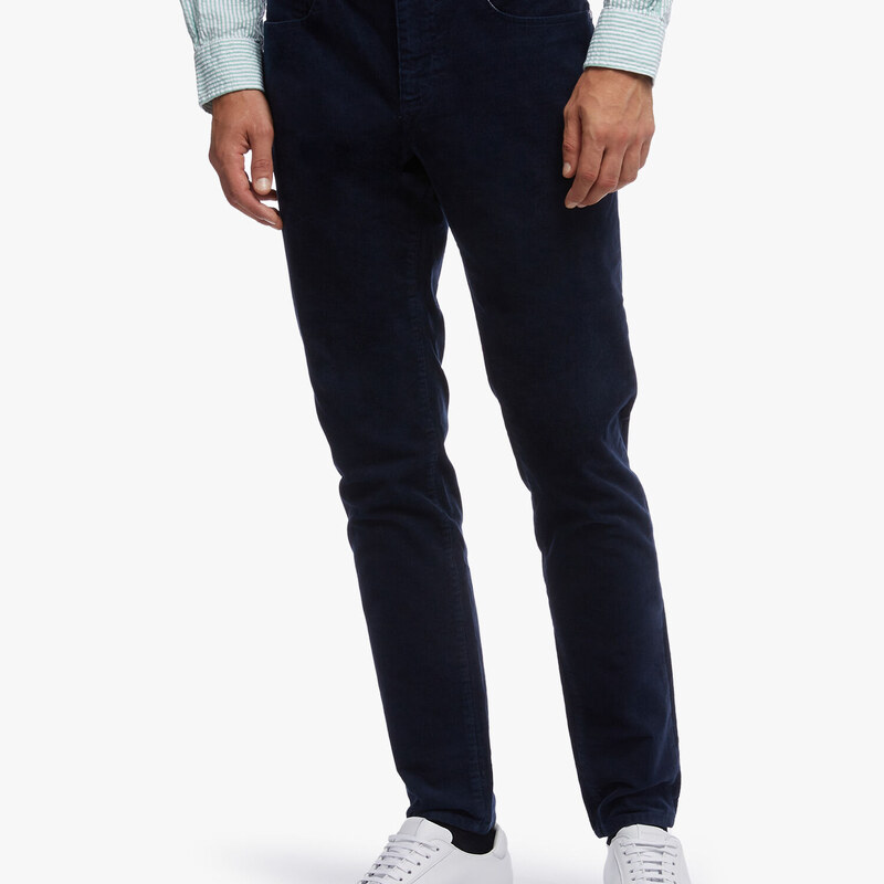 Brooks Brothers Pantalone Milano slim fit, in velluto a coste - male Pantaloni casual Blu navy 32