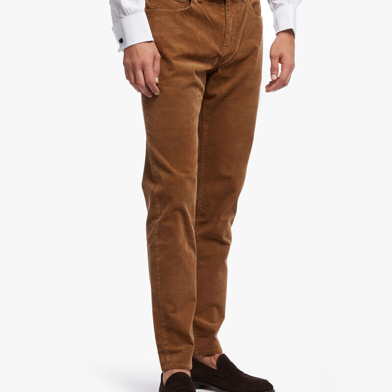 Brooks Brothers Pantalone Milano slim fit, in velluto a coste - male Pantaloni casual Marrone 32