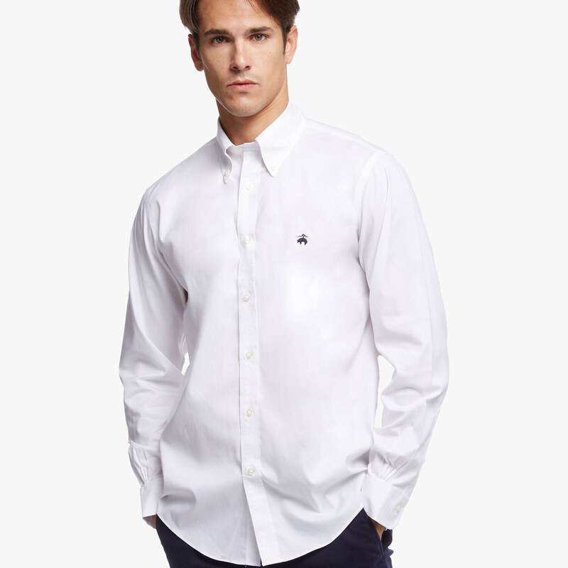 Brooks Brothers Camicia sportiva Regent regular fit in pinpoint non-iron, colletto button-down - male Camicie sportive Bianco M