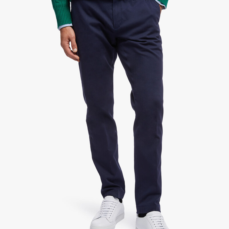 Brooks Brothers Pantalone chino Soho extra-slim fit, in twill di cotone stretch - male Pantaloni casual Blu navy 36