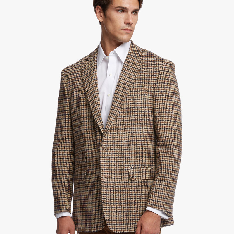 Brooks Brothers Giacca Regent regular fit in lana - male 50% di sconto Quadri marrone chiaro 46