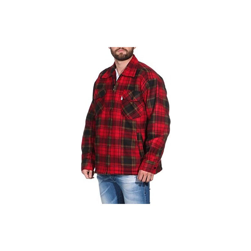 ZARMEXX Camicia termica da uomo a quadri, giacca da lavoro con pelliccia di  peluche, fodera interna in flanella, a quadri, calda imbottitura,