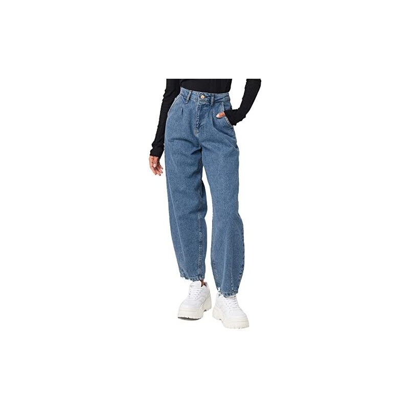 Vetinee Jeans Mom Jeans a vita alta con palloncino allentato affusolato per  le donne, Bay, blu, XXL 