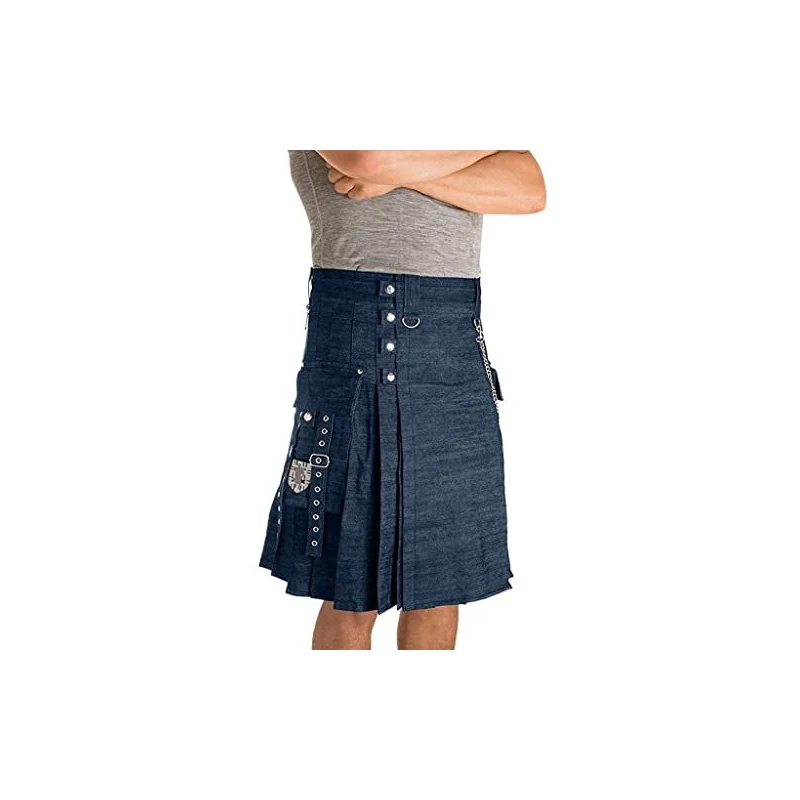 Kilt Scozzese Uomo Con Tasche A Contrasto, Plaid Tartan A Quadri, Gonna A Pieghe Highland, Stile Punk E Combat, Per Cosplay E Uso Quotidiano, Taglia Unica
