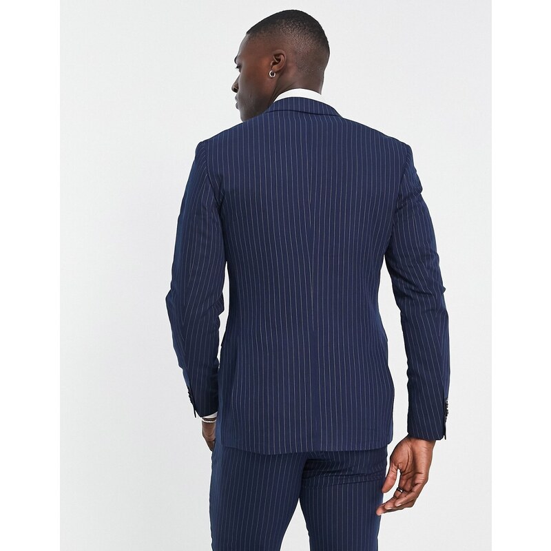 Jack & Jones Premium - Giacca da abito super slim blu navy gessata