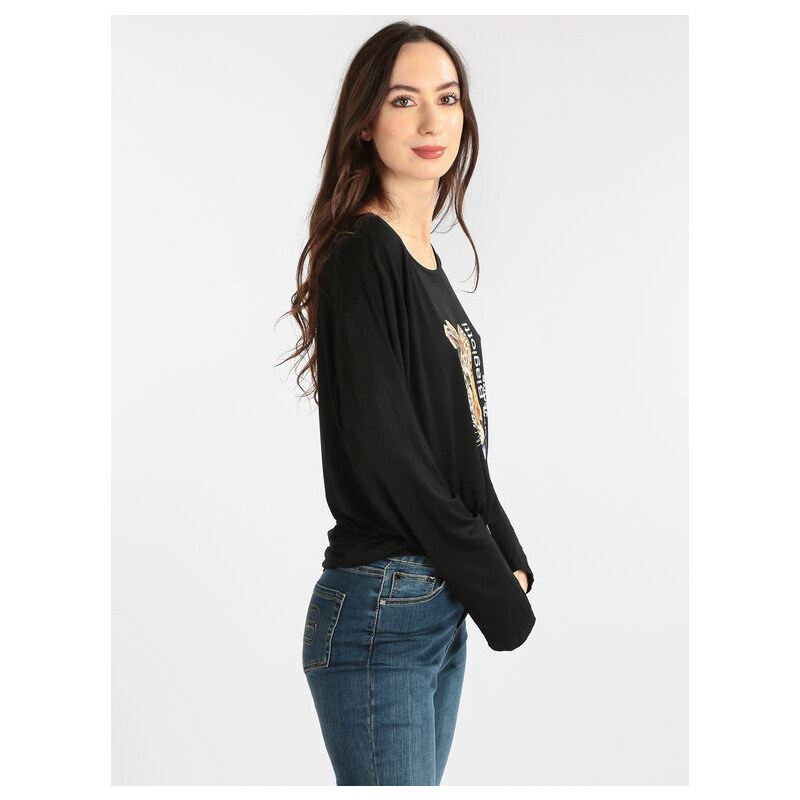 Laura Biagiotti T-shirt Da Donna Lunga Con Stampa Manica Nero Taglia M