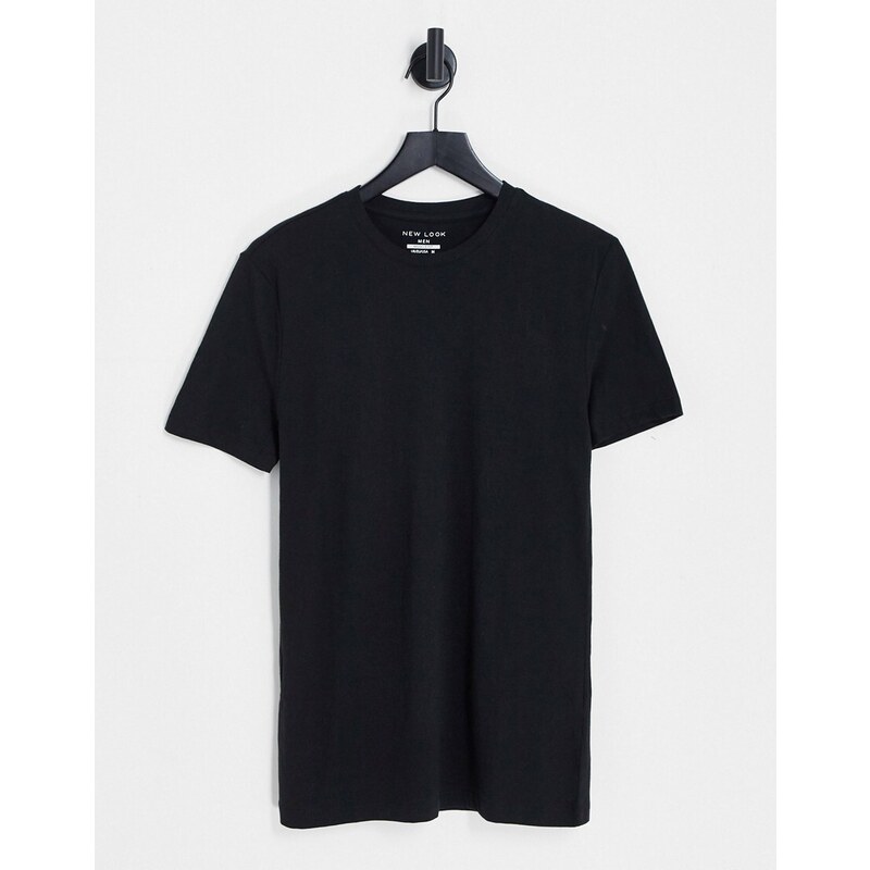 New Look - T-shirt attillata nera-Nero