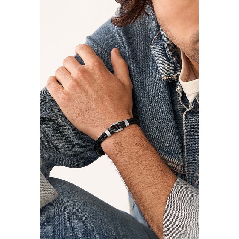 Fossil bracciale in pelle uomo