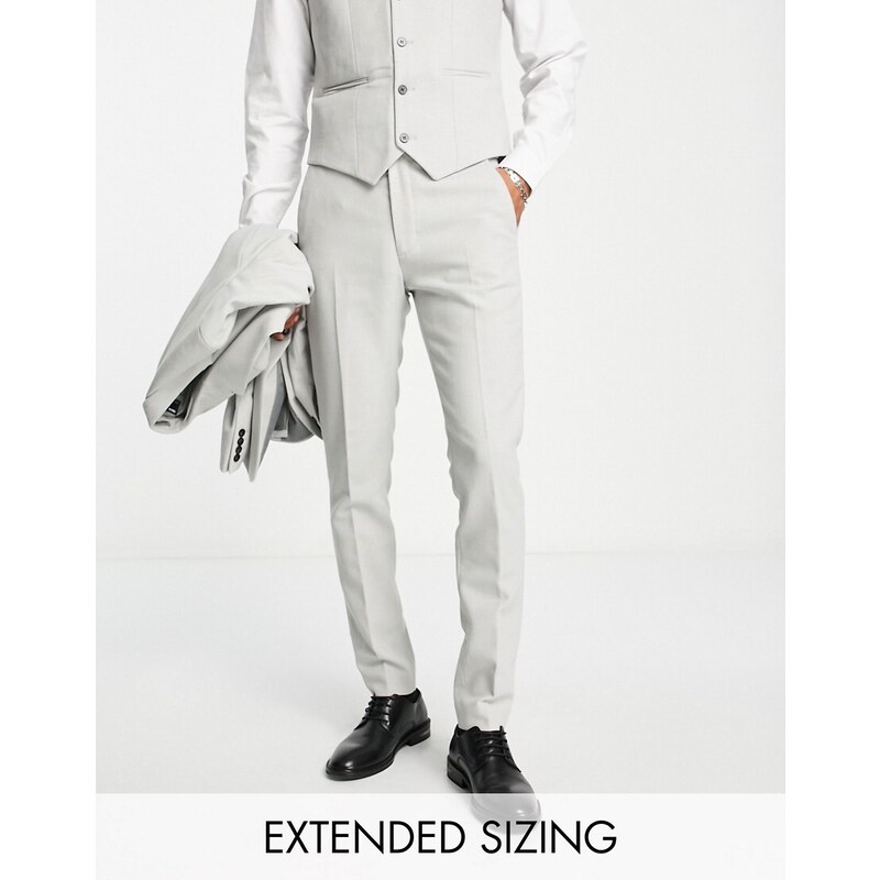 ASOS DESIGN - Pantaloni skinny in misto lana grigio ghiaccio con trama intrecciata