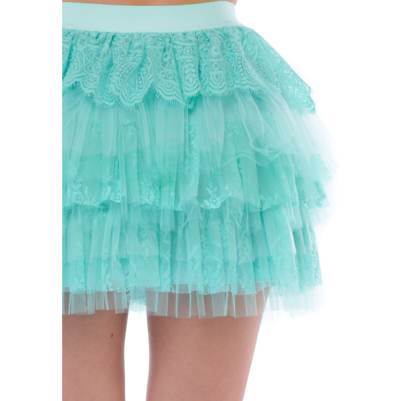 Gonna mini donna Aniye By in pizzo e tulle con balze