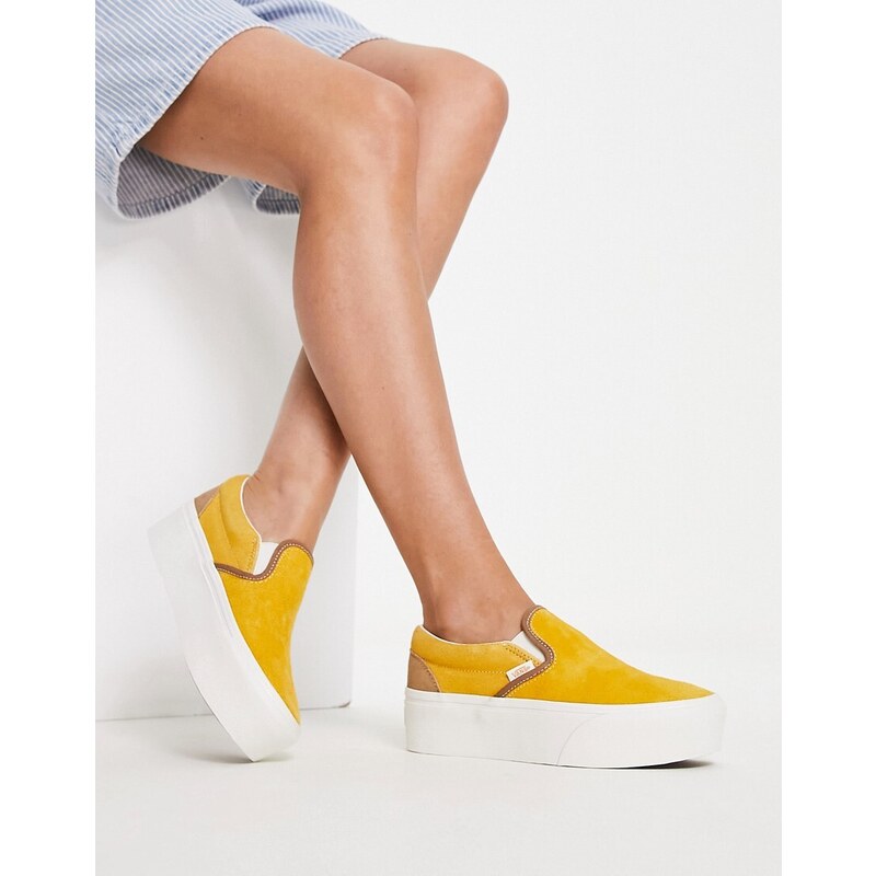 Vans Classic - Stackform - Sneakers scamosciate gialle senza lacci tie-dye-Giallo