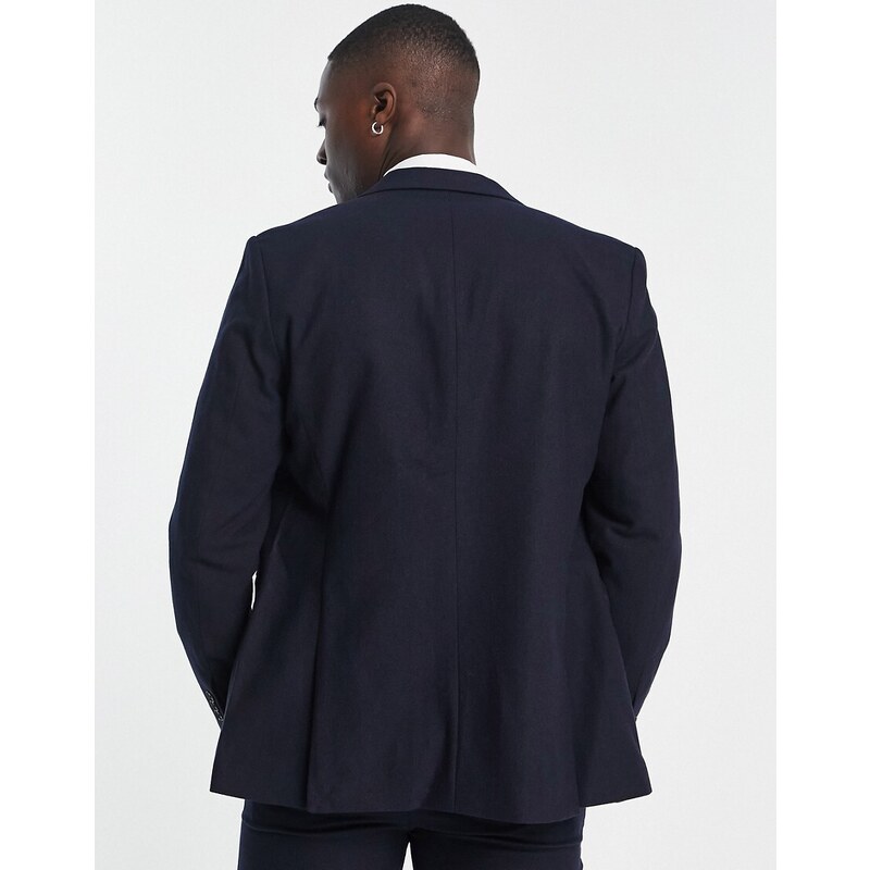 Selected Homme - Giacca da abito slim blu navy in misto lana