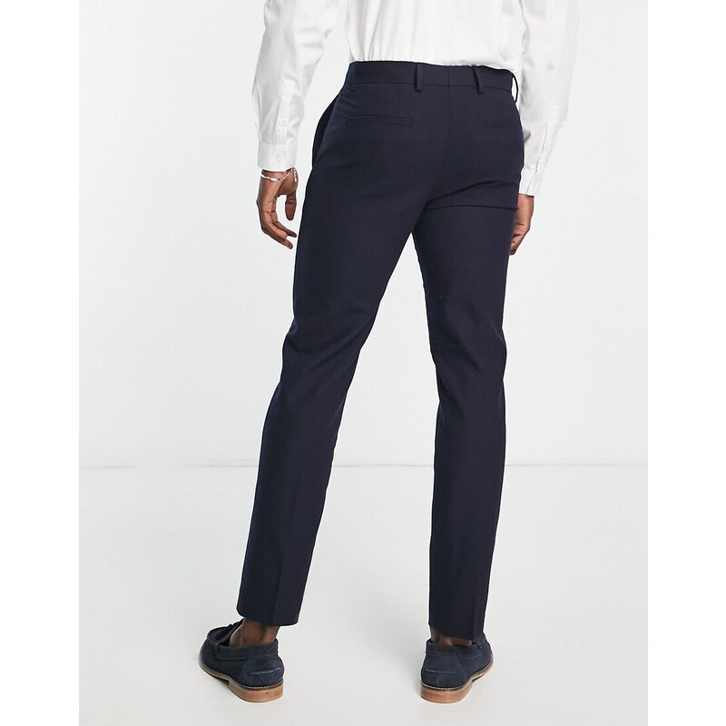 Selected Homme - Pantaloni da abito slim blu navy in misto lana