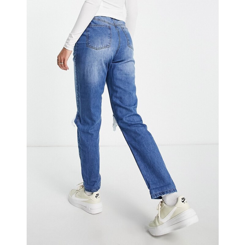 Parisian Tall - Mom jeans con strappi blu medio