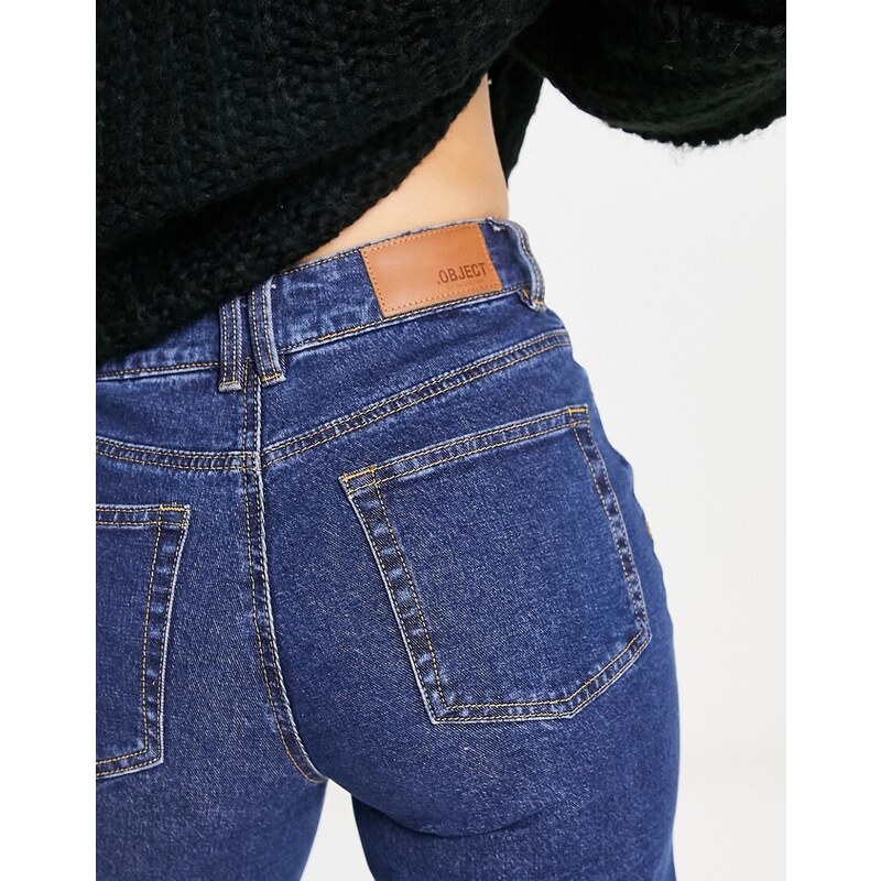 Object - Jeans a fondo ampio in denim di cotone blu scuro