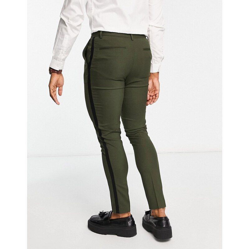 ASOS DESIGN - Pantaloni skinny verde bosco da smoking