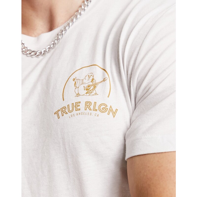 True Religion - T-shirt bianca con stampa sul retro-Bianco