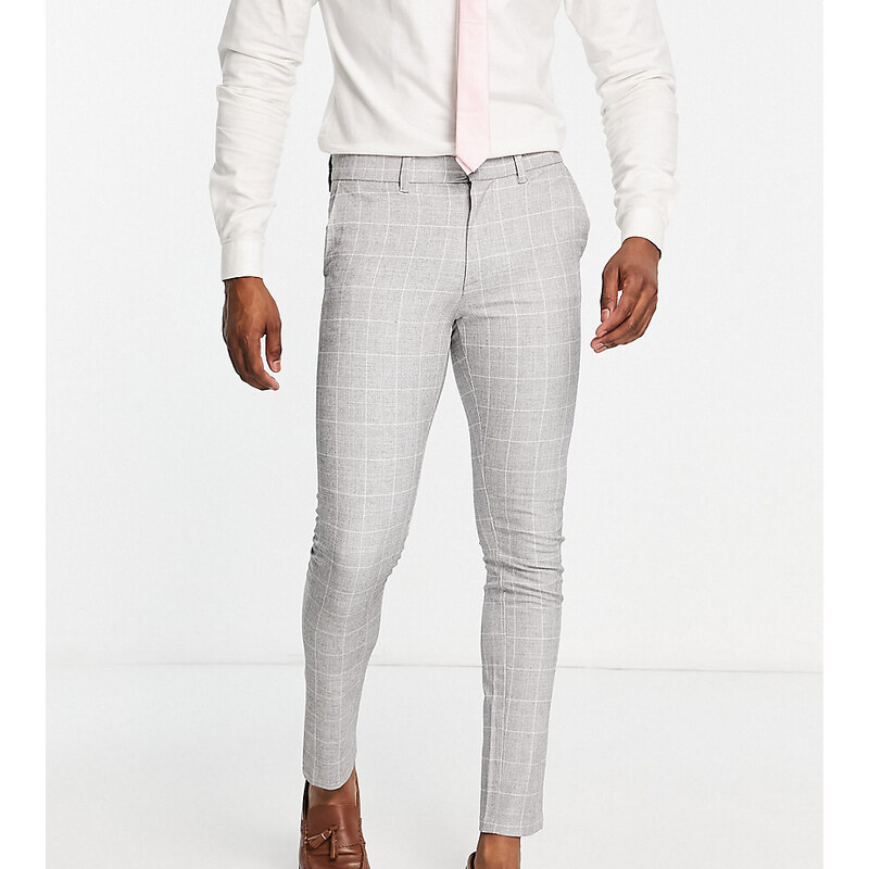 New Look - Pantaloni da abito super skinny grigi a quadri-Grigio