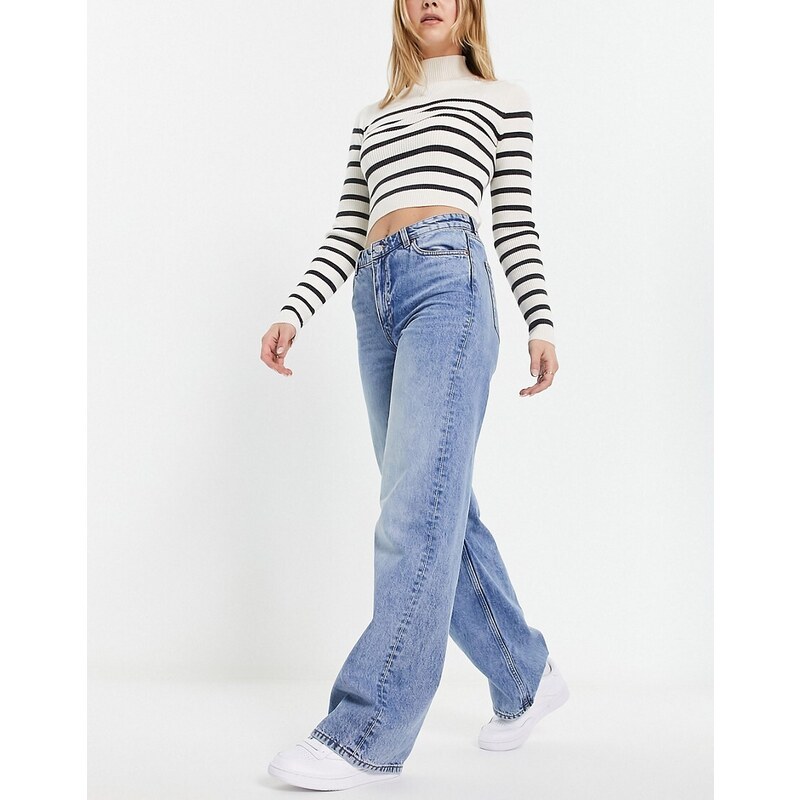 Monki - Yoko - Jeans blu medio con fondo ampio