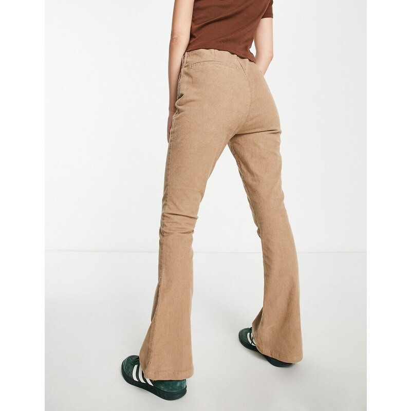 ASOS Petite ASOS DESIGN Petite - Pantaloni a zampa in tessuto a coste color sabbia-Neutro
