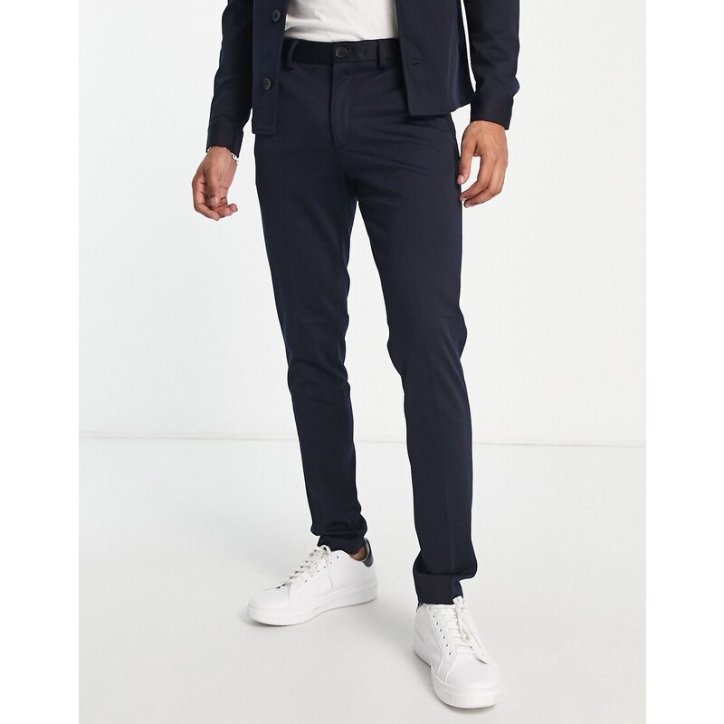 Jack & Jones Premium - Pantaloni da abito slim in jersey blu navy