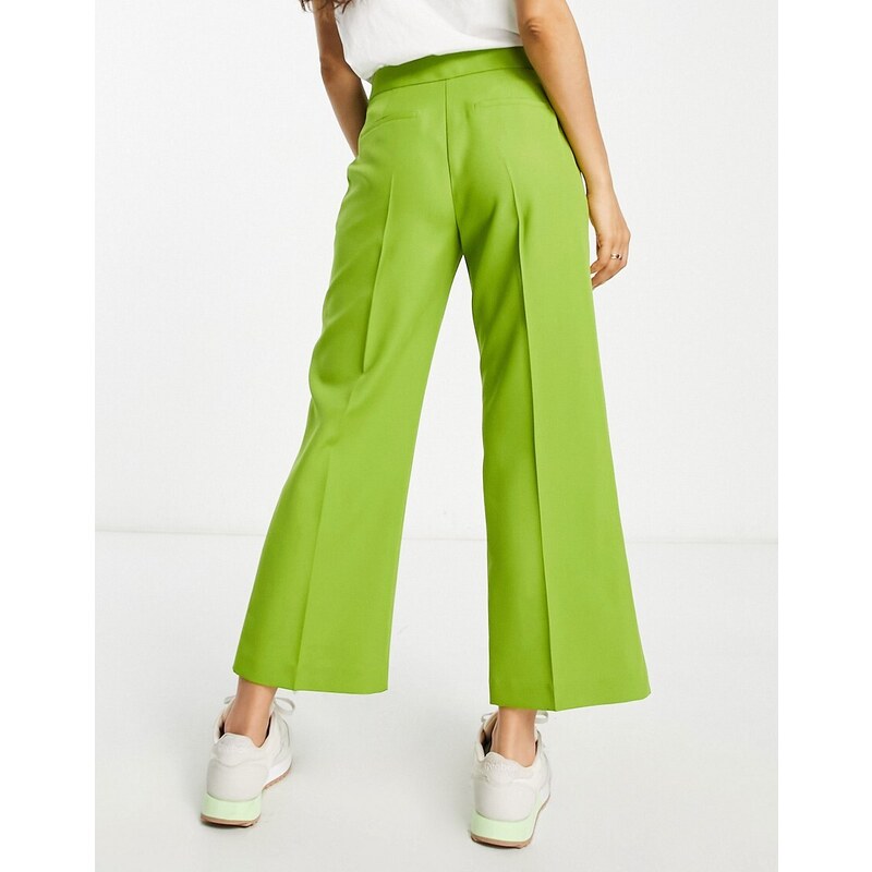 ASOS Petite ASOS DESIGN Petite - Pantaloni da abito dritti alla caviglia color oliva-Verde