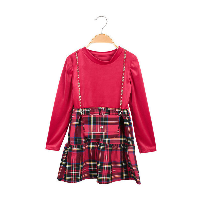 Solada Vestito Scozzese Da Bambina Con Borsetta Vestiti Rosso Taglia 04