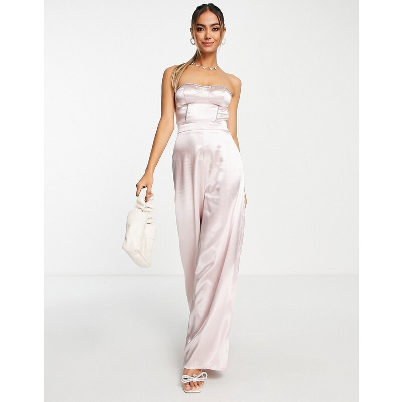 Tutina Estiva Tutina In Raso Rosa Miss Selfridge Tuta Jumpsuit Con