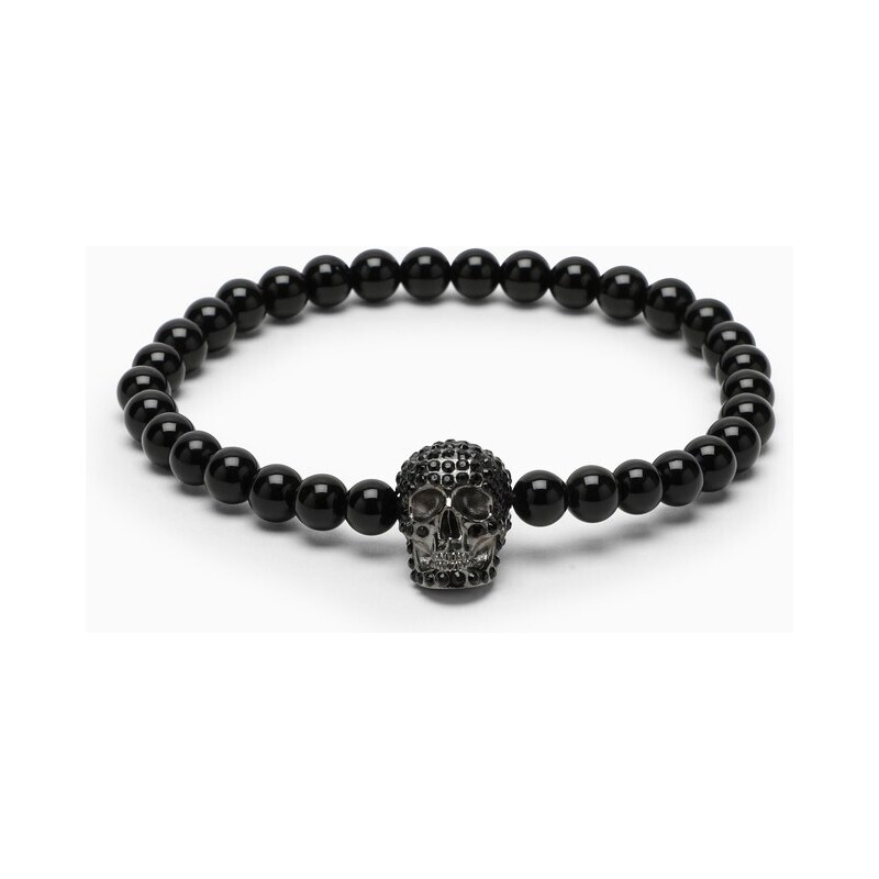 Alexander McQueen Bracciale Skull con perle e cristalli