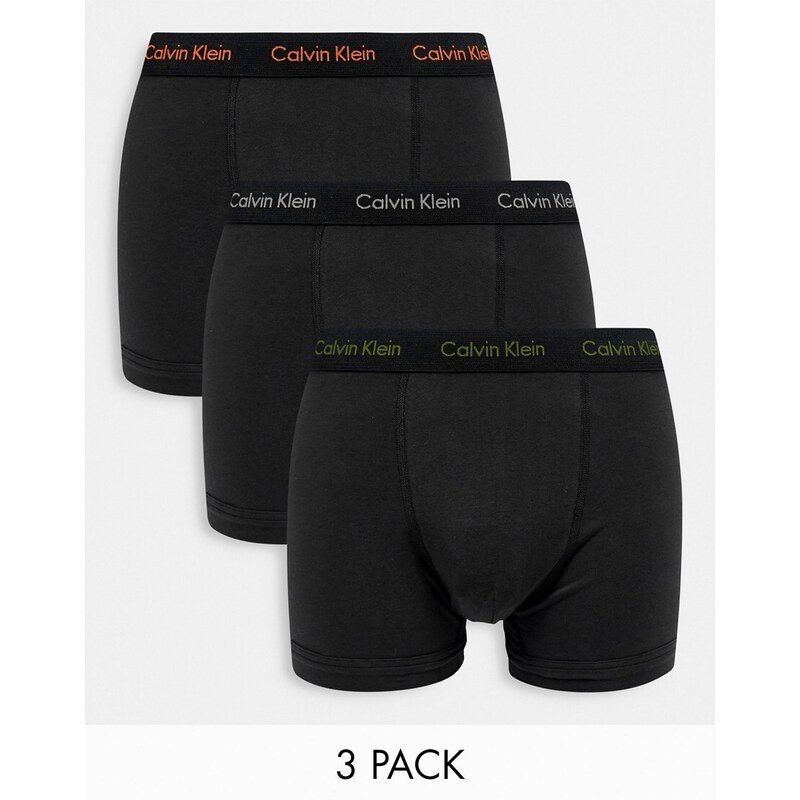 Calvin Klein - Confezione da 3 boxer aderenti con fascia in vita a contrasto con logo-Nero